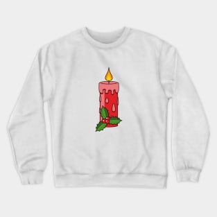 Christmas Red Pillar Candle with Holly Crewneck Sweatshirt